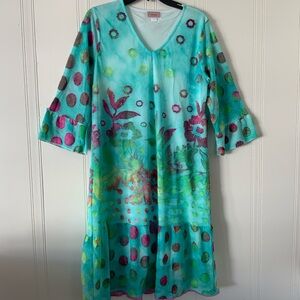 Kamana Floral Aqua Midi Dress